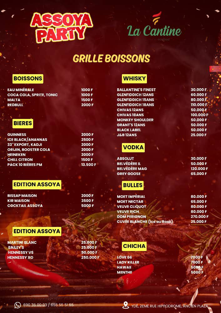Carte des Boissons